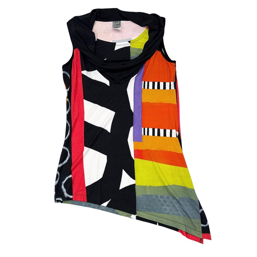 Simply Art by Dolcezza Top Size Small Art to Wear Artsy Asymmetrical Cowl Neck